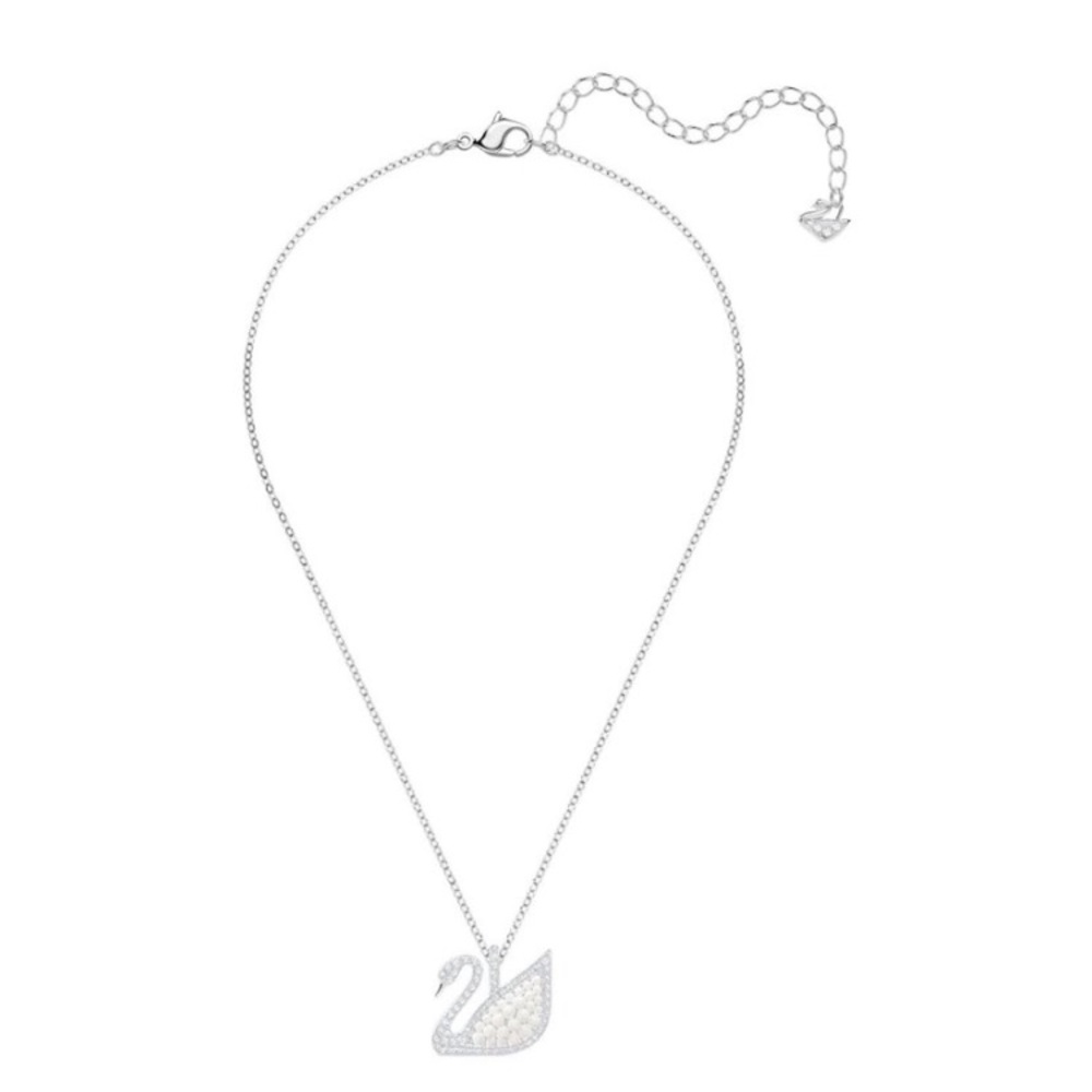 Swarovski silver and pearl swan necklace new